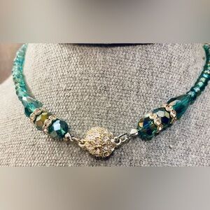 Vintage teal crystal necklace